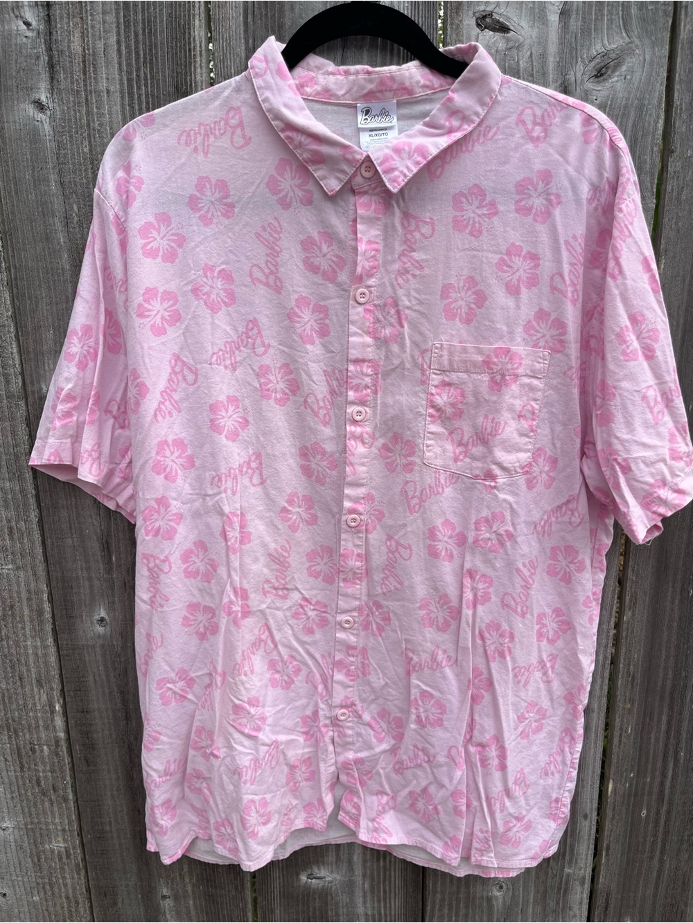 Barbie Pink Floral Short-Sleeve Button-Up Shirt